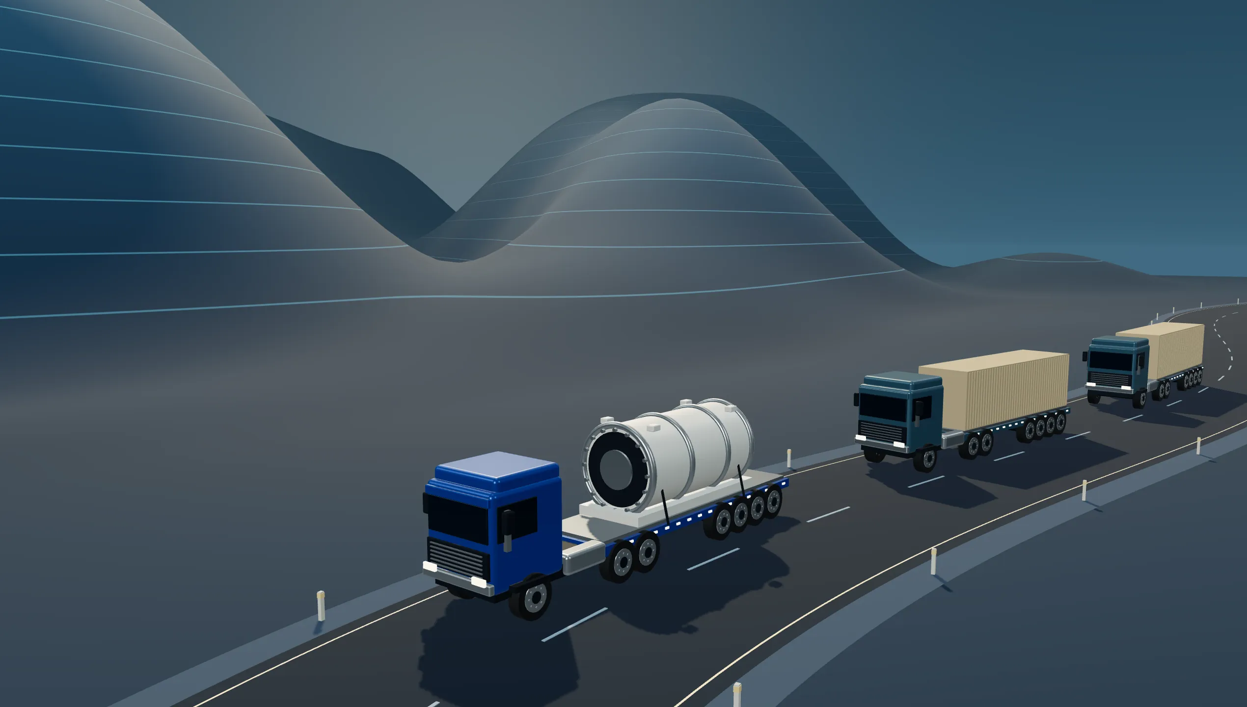 Tractor unit carrying oversized cargo